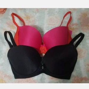 Lot 2 Bras 30DDD Plunge Pink/Orange & Black 30F